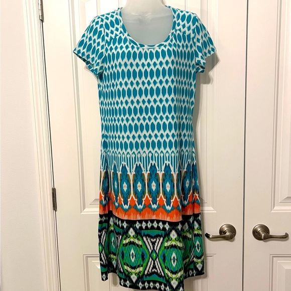 Lemmie for Nina Leonard Women's Boho Multicolor Dress S/M Knee Length - Picture 1 of 9